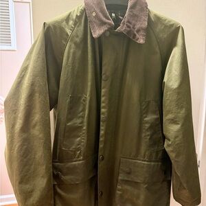 Barbour Olive Field Jacket with Brown Collar